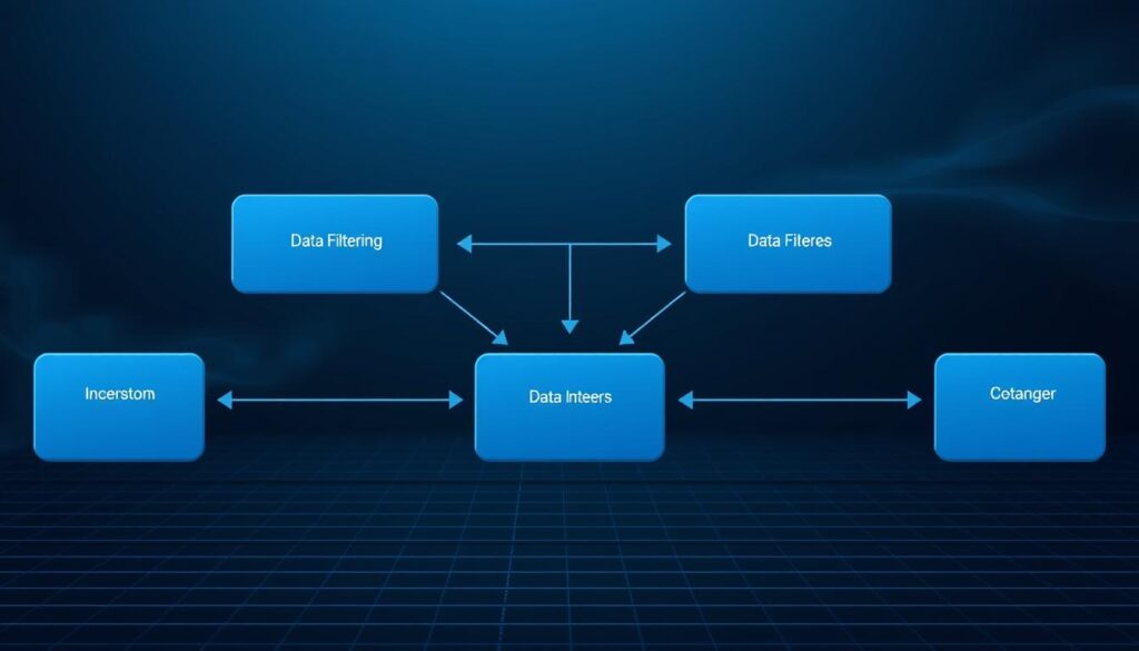 A data filtering methodology diagram with a clean, minimalist aesthetic. In the foreground, a series of interconnected blocks representing the key steps of the filtering process, rendered in muted shades of blue and gray. The middle ground showcases visual cues such as data flow arrows, icons, and annotations to clarify the functionality. The background features a subtle grid pattern and a soft, atmospheric lighting, creating a sense of depth and technical sophistication. The overall composition should convey a systematic, data-driven approach to cryptocurrency trading volume analytics.