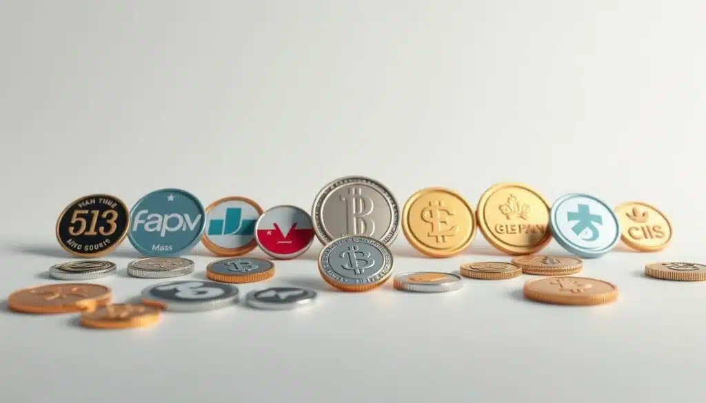 A detailed view of various tokenized loyalty rewards program examples, showcased on a sleek, minimalist background. In the foreground, an array of different token designs and symbols representing various real-world loyalty programs, rendered in a clean, modern style with attention to texture and materiality. The middle ground features a soft, diffused lighting that creates a sense of depth and highlights the intricate details of the tokens. The background is a simple, neutral color that allows the tokens to take center stage, creating a balanced and visually striking composition. The overall mood is one of elegance, innovation, and the potential of tokenized loyalty programs. A detailed view of various tokenized loyalty rewards program examples, showcased on a sleek, minimalist background. In the foreground, an array of different token designs and symbols representing various real-world loyalty programs, rendered in a clean, modern style with attention to texture and materiality. The middle ground features a soft, diffused lighting that creates a sense of depth and highlights the intricate details of the tokens. The background is a simple, neutral color that allows the tokens to take center stage, creating a balanced and visually striking composition. The overall mood is one of elegance, innovation, and the potential of tokenized loyalty programs.