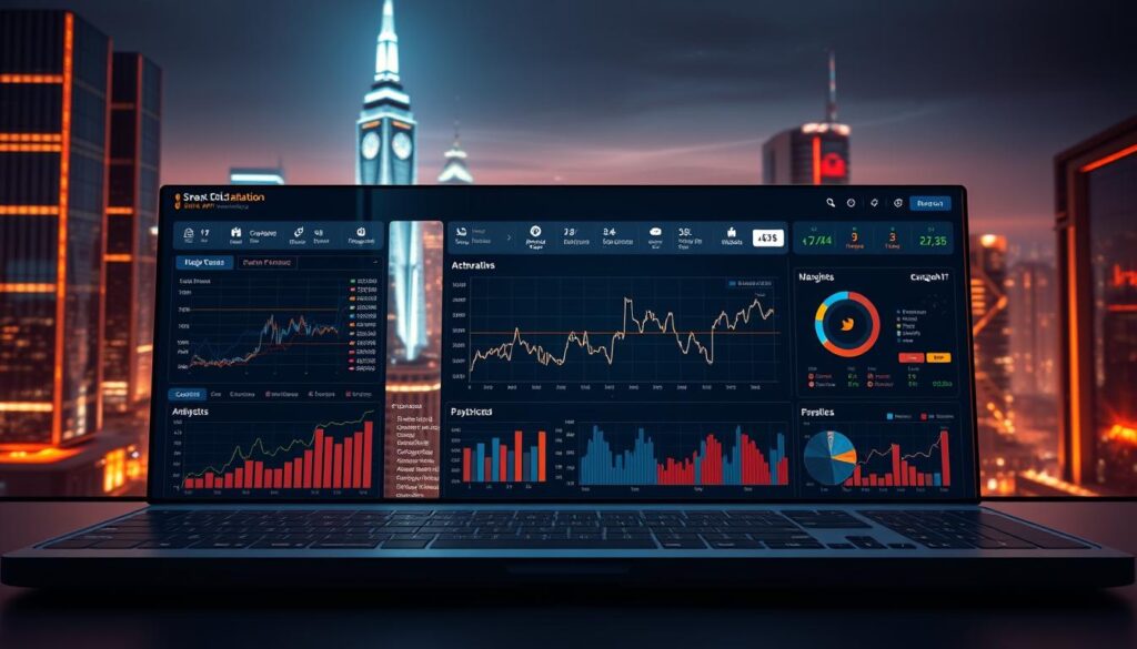 A dynamic data visualization dashboard featuring smooth API integration and real-time data connectivity. The foreground showcases interactive charts, graphs, and infographics displaying cryptocurrency market trends and insights. The middle ground features a seamless API connection interface with secure data exchange protocols. The background depicts a futuristic cityscape with gleaming skyscrapers, symbolizing the technology powering the advanced analytics platform. Warm lighting casts a professional, authoritative tone, while the sleek, minimalist design exudes sophistication and clarity. Precise camera angles and high-definition rendering capture the innovative essence of the comprehensive cryptocurrency market tracking solution.