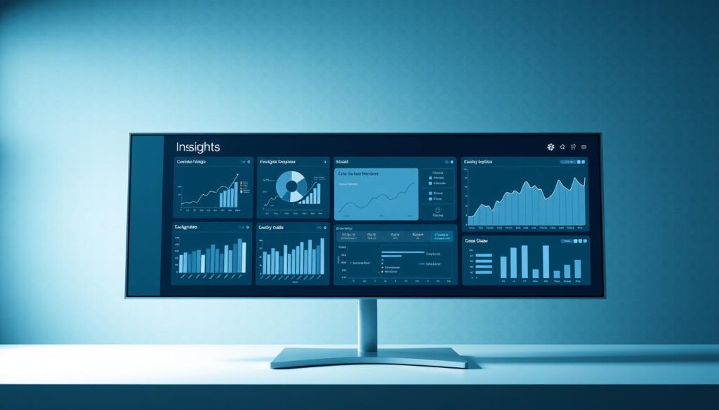 A modern, sleek data visualization dashboard with a clean, minimal interface. Centered on the screen are several interactive charts and graphs, displaying insights from complex data sets. The dashboard is bathed in a cool, blue-gray tone, with subtle lighting that accentuates the crisp lines and sharp edges of the UI elements. The layout is well-organized, with intuitive controls and clear data visualizations that invite the viewer to explore and uncover meaningful patterns. In the background, a subtle grid or honeycomb pattern adds depth and a sense of structure, complementing the overall aesthetic. The mood is one of professionalism, efficiency, and data-driven decision-making.