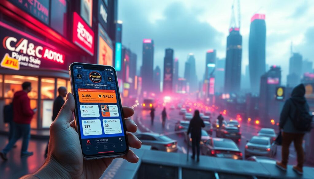 A vibrant digital realm where e-commerce brands and their loyal customers engage in a dynamic web3 ecosystem. In the foreground, a sleek mobile device displays a loyalty program interface, showcasing digital rewards, personalized offers, and seamless transactions powered by blockchain technology. In the middle ground, a network of interconnected nodes and decentralized applications create a secure and transparent infrastructure for loyalty programs. The background features a cityscape of futuristic skyscrapers, neon lights, and a hazy, technologically-advanced atmosphere, reflecting the cutting-edge nature of web3 solutions for e-commerce brands and their customers.