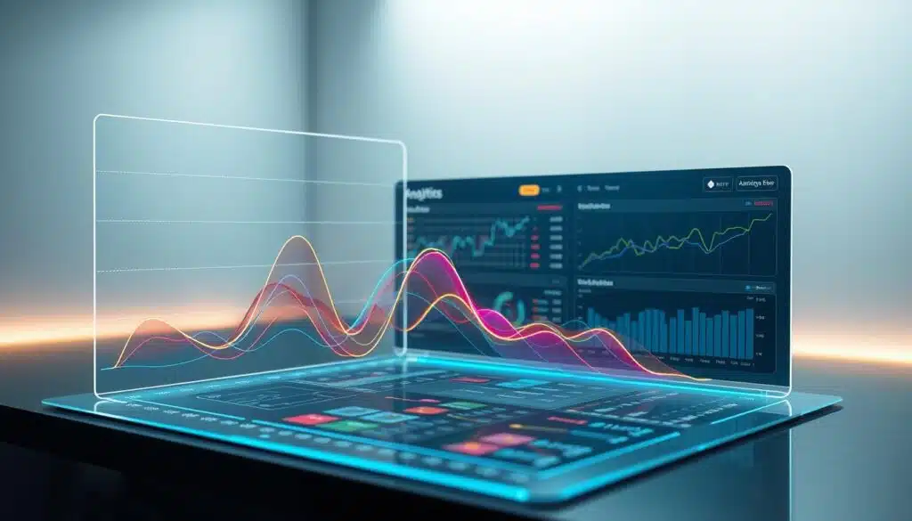 Detailed transaction volume analysis on a sleek, holographic interface. In the foreground, a three-dimensional graph showcases the dynamic flow of cryptocurrency transfers, with vibrant colored lines tracing the trends. The middle ground features interactive data visualizations and analytics tools, allowing the user to dive deep into the metrics. The background is a softly lit, minimalist setting, creating a sense of focus and professionalism. Subtle lighting and camera angles highlight the clean, modern aesthetic, conveying the power and precision of on-chain analytics.