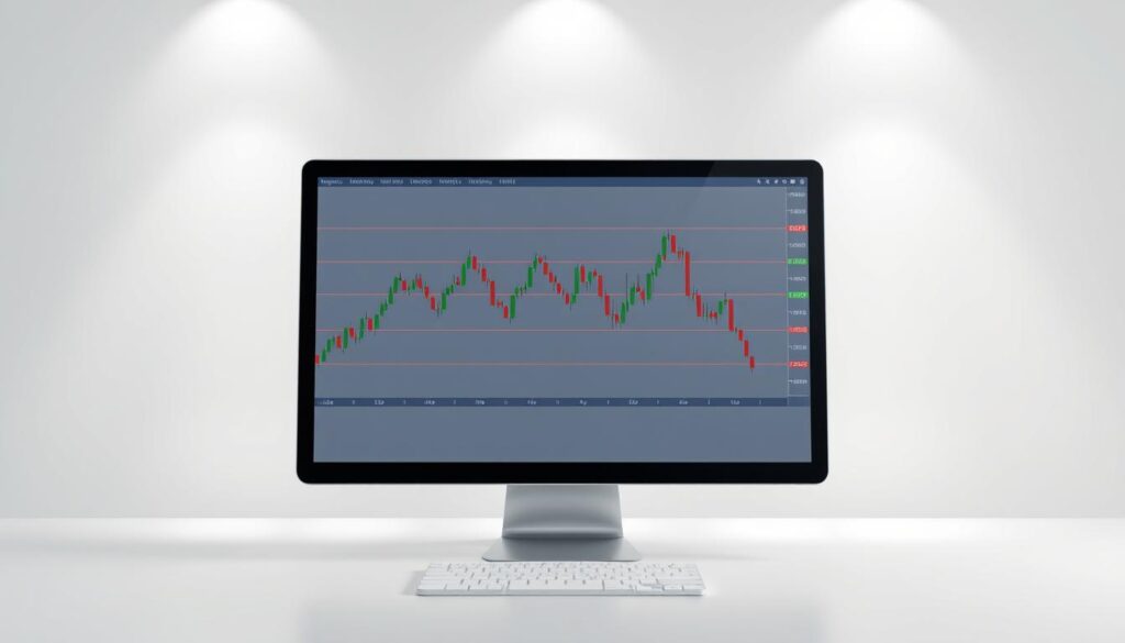 A detailed, high-resolution digital illustration depicting the concept of support and resistance levels in cryptocurrency chart analysis. The scene shows a 3D rendered stock or forex chart displayed on a modern computer screen, with clear horizontal lines representing key support and resistance levels. The chart is positioned in the foreground, with a neutral, minimalist background of soft gray tones and light sources creating a sense of depth and dimension. The illustration has a clean, technical aesthetic, emphasizing the importance of identifying and utilizing these crucial trend analysis tools for successful cryptocurrency trading. A detailed, high-resolution digital illustration depicting the concept of support and resistance levels in cryptocurrency chart analysis. The scene shows a 3D rendered stock or forex chart displayed on a modern computer screen, with clear horizontal lines representing key support and resistance levels. The chart is positioned in the foreground, with a neutral, minimalist background of soft gray tones and light sources creating a sense of depth and dimension. The illustration has a clean, technical aesthetic, emphasizing the importance of identifying and utilizing these crucial trend analysis tools for successful cryptocurrency trading.