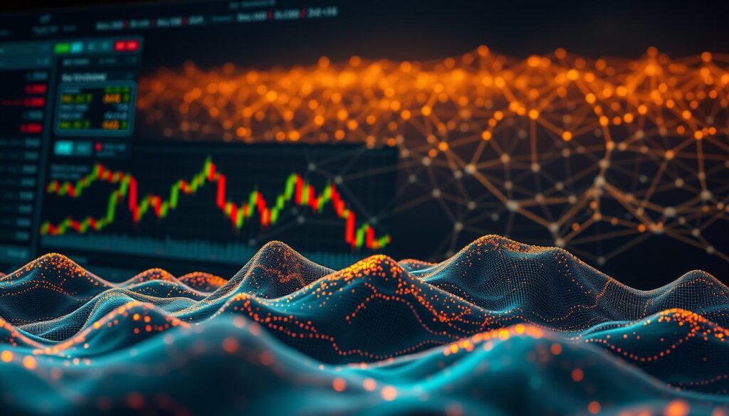 A detailed, high-resolution image of crypto accumulation distribution patterns. The foreground features a vibrant visualization of price movement and trading volume, with distinct clusters and waves representing whale activity. The middle ground showcases candlestick charts, line graphs, and other technical indicators against a backdrop of a digital currency exchange platform interface. In the background, an ethereal blockchain network unfolds, with nodes, connections, and transaction flows creating a mesmerizing landscape. The lighting is dramatic, with a combination of warm and cool tones, creating a sense of depth and sophistication. The overall mood is one of data-driven insight and informed trading decisions. A detailed, high-resolution image of crypto accumulation distribution patterns. The foreground features a vibrant visualization of price movement and trading volume, with distinct clusters and waves representing whale activity. The middle ground showcases candlestick charts, line graphs, and other technical indicators against a backdrop of a digital currency exchange platform interface. In the background, an ethereal blockchain network unfolds, with nodes, connections, and transaction flows creating a mesmerizing landscape. The lighting is dramatic, with a combination of warm and cool tones, creating a sense of depth and sophistication. The overall mood is one of data-driven insight and informed trading decisions.