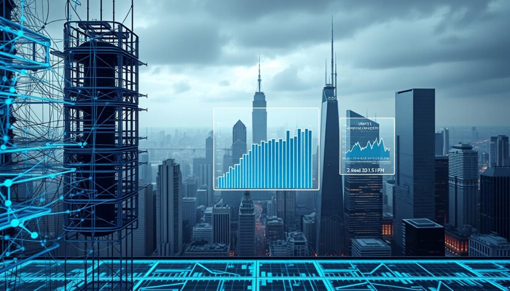 A detailed schematic of a deep learning model architecture for cryptocurrency trading, rendered in a technical, high-contrast style. In the foreground, a complex network of interconnected neural layers, nodes, and activation functions. In the middle ground, a 3D visualization of the model's training and evaluation metrics, presented as holographic data visualizations. In the background, a cityscape of towering skyscrapers and futuristic blockchain infrastructure, bathed in a cool, cyber-punk color palette of blues and grays. The image conveys a sense of cutting-edge technology, computational power, and the fusion of finance and artificial intelligence. A detailed schematic of a deep learning model architecture for cryptocurrency trading, rendered in a technical, high-contrast style. In the foreground, a complex network of interconnected neural layers, nodes, and activation functions. In the middle ground, a 3D visualization of the model's training and evaluation metrics, presented as holographic data visualizations. In the background, a cityscape of towering skyscrapers and futuristic blockchain infrastructure, bathed in a cool, cyber-punk color palette of blues and grays. The image conveys a sense of cutting-edge technology, computational power, and the fusion of finance and artificial intelligence.