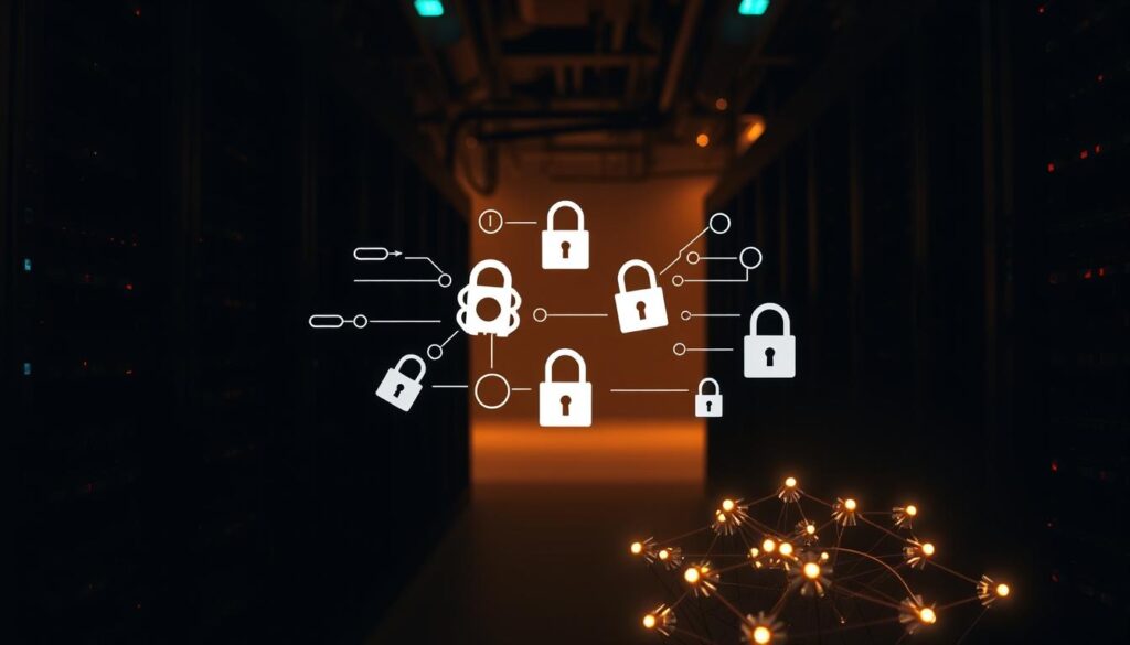 A dimly lit server room, the air thick with the hum of machinery. In the foreground, a cluster of IPFS nodes, their interconnected nodes glowing softly, symbolizing the persistence and availability of the decentralized storage network. In the middle ground, a series of visual metaphors - chains, locks, and data streams - representing the various pinning strategies employed to ensure data is securely stored and readily accessible. The background is shrouded in a subtle, ethereal glow, evoking the sense of a vast, interconnected digital landscape. The overall mood is one of technological elegance, reliability, and the power of decentralized solutions. A dimly lit server room, the air thick with the hum of machinery. In the foreground, a cluster of IPFS nodes, their interconnected nodes glowing softly, symbolizing the persistence and availability of the decentralized storage network. In the middle ground, a series of visual metaphors - chains, locks, and data streams - representing the various pinning strategies employed to ensure data is securely stored and readily accessible. The background is shrouded in a subtle, ethereal glow, evoking the sense of a vast, interconnected digital landscape. The overall mood is one of technological elegance, reliability, and the power of decentralized solutions.