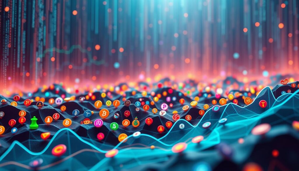 A dynamic, digital landscape depicting the cyclical patterns of altcoin price movements. In the foreground, a stylized chart showcases the ebb and flow of altcoin values, with peaks and troughs that capture the essence of "altseason." The middle ground features a myriad of colorful, low-poly altcoin icons, each pulsing with its own unique energy. The background is a abstract, data-driven environment, with cascading lines of code and ethereal, blockchain-inspired elements. The overall composition conveys a sense of techno-organic harmony, where the rhythms of the crypto market are visualized with a sleek, futuristic aesthetic. Cinematic lighting and a shallow depth of field create a sense of depth and dynamism, immersing the viewer in the seasonal trends of the altcoin ecosystem. A dynamic, digital landscape depicting the cyclical patterns of altcoin price movements. In the foreground, a stylized chart showcases the ebb and flow of altcoin values, with peaks and troughs that capture the essence of "altseason." The middle ground features a myriad of colorful, low-poly altcoin icons, each pulsing with its own unique energy. The background is a abstract, data-driven environment, with cascading lines of code and ethereal, blockchain-inspired elements. The overall composition conveys a sense of techno-organic harmony, where the rhythms of the crypto market are visualized with a sleek, futuristic aesthetic. Cinematic lighting and a shallow depth of field create a sense of depth and dynamism, immersing the viewer in the seasonal trends of the altcoin ecosystem.