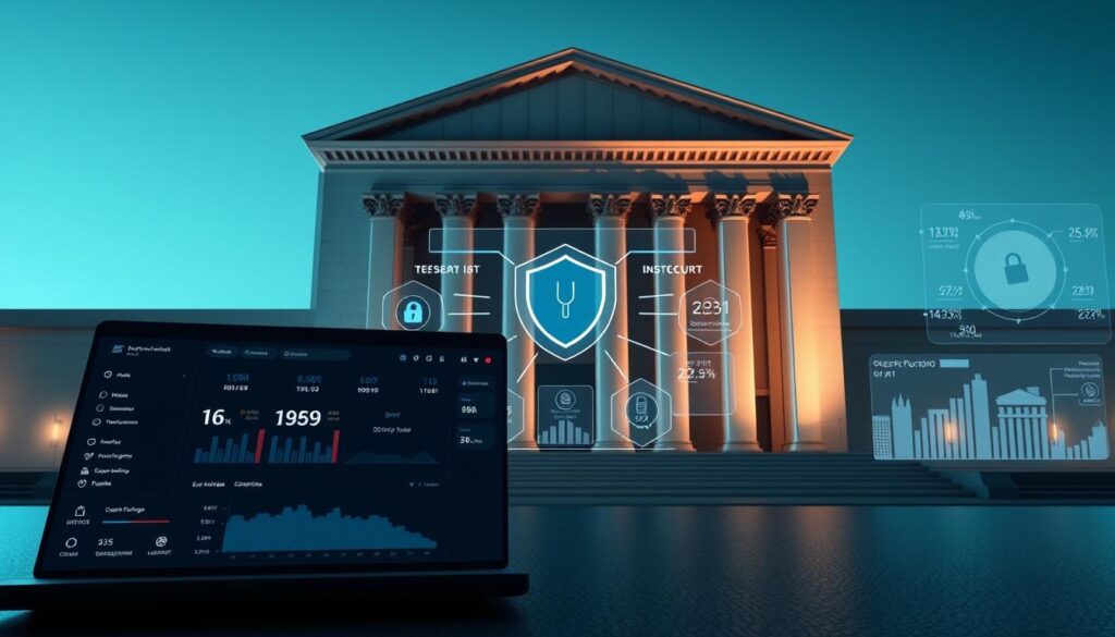 A high-contrast, architectural rendering of a secure, modern cryptocurrency wallet interface. In the foreground, a sleek, minimalist wallet dashboard displays intuitive controls for AML compliance, KYC verification, and auditable machine learning decision-making. The middle ground features a series of holographic data visualizations, depicting the flow of funds and security parameters. In the background, an imposing, angular building facade in muted tones suggests an institutional setting, conveying a sense of trust, transparency, and regulatory oversight. The scene is illuminated by cool, directional lighting, casting dramatic shadows and highlighting the wallet's elegant, high-tech aesthetic.