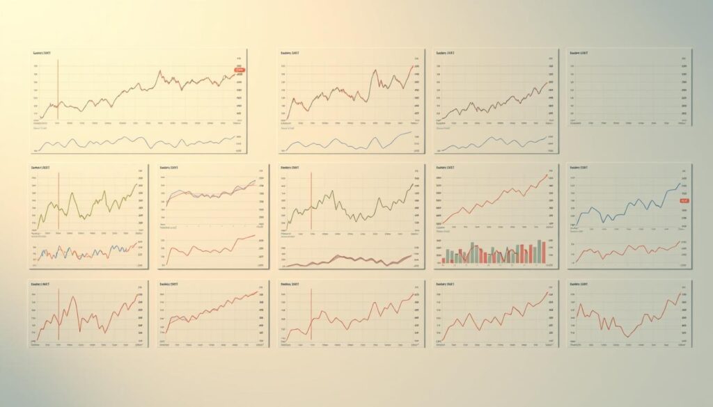A historical data visualization with a clean, minimalist aesthetic. A grid of neatly arranged line graphs and charts against a soft, neutral background, illuminated by warm, directional lighting that casts subtle shadows. The data visualizations are precise, technical, and easy to read, conveying a sense of professionalism and expertise. The overall composition feels balanced, cohesive, and optimized for illustrating the section on data foundations in the cryptocurrency technical analysis article. A historical data visualization with a clean, minimalist aesthetic. A grid of neatly arranged line graphs and charts against a soft, neutral background, illuminated by warm, directional lighting that casts subtle shadows. The data visualizations are precise, technical, and easy to read, conveying a sense of professionalism and expertise. The overall composition feels balanced, cohesive, and optimized for illustrating the section on data foundations in the cryptocurrency technical analysis article.