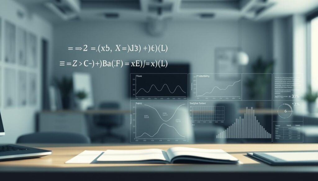 A meticulously detailed data visualization depicting the statistical rarity calculation process. In the foreground, a complex mathematical formula floats above a desk, illuminated by soft, natural lighting. In the middle ground, a series of charts and graphs showcase probability distributions and statistical metrics, rendered in a sleek, minimalist style. The background blurs into a serene, monochromatic office environment, creating a sense of focus and contemplation. The overall atmosphere conveys the rigor and precision required to understand the nuances of NFT rarity traits. A meticulously detailed data visualization depicting the statistical rarity calculation process. In the foreground, a complex mathematical formula floats above a desk, illuminated by soft, natural lighting. In the middle ground, a series of charts and graphs showcase probability distributions and statistical metrics, rendered in a sleek, minimalist style. The background blurs into a serene, monochromatic office environment, creating a sense of focus and contemplation. The overall atmosphere conveys the rigor and precision required to understand the nuances of NFT rarity traits.