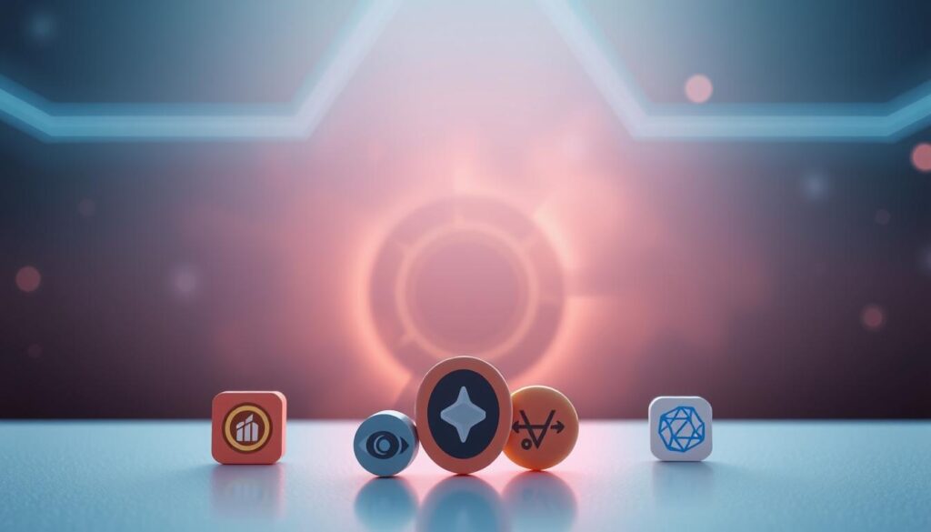 A professional, minimalist illustration showcasing the top artificial intelligence-powered art generators for creating NFTs and digital artwork. In the foreground, a clean, uncluttered composition featuring stylized icons or logos representing popular AI art tools such as Midjourney, DALL-E, and Stable Diffusion, arranged in an eye-catching manner. The middle ground features a dynamic, futuristic backdrop with subtle geometric patterns and a soft, glowing color palette, evoking a sense of technological innovation. The background is hazy and out of focus, adding depth and a dreamlike quality to the image. The overall mood is sleek, modern, and visually captivating, perfectly suited to highlight the capabilities of these cutting-edge AI art generators.