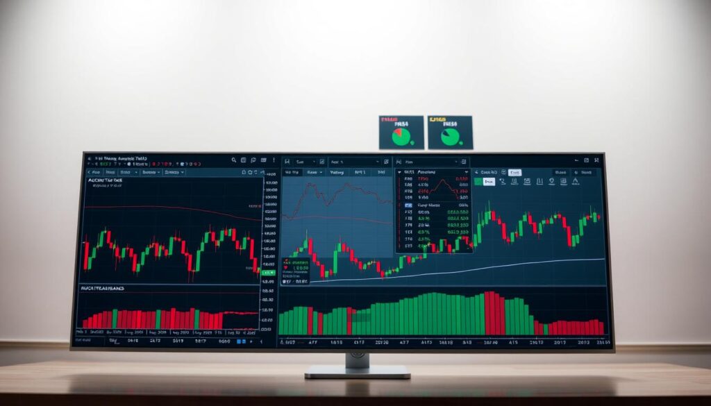 A professional trading software interface with a variety of technical analysis tools and visualizations. In the foreground, a candlestick chart displaying trading volume patterns, with intuitive indicators and overlays. In the middle ground, an array of technical analysis tools such as moving averages, MACD, RSI, and Bollinger Bands, arranged in a clean, organized layout. The background features a serene, minimalist design with soft lighting and muted colors, creating a focused, analytical atmosphere. The overall composition conveys a sense of precision, clarity, and deep insight into market dynamics through the interpretation of trading volume data. A professional trading software interface with a variety of technical analysis tools and visualizations. In the foreground, a candlestick chart displaying trading volume patterns, with intuitive indicators and overlays. In the middle ground, an array of technical analysis tools such as moving averages, MACD, RSI, and Bollinger Bands, arranged in a clean, organized layout. The background features a serene, minimalist design with soft lighting and muted colors, creating a focused, analytical atmosphere. The overall composition conveys a sense of precision, clarity, and deep insight into market dynamics through the interpretation of trading volume data.