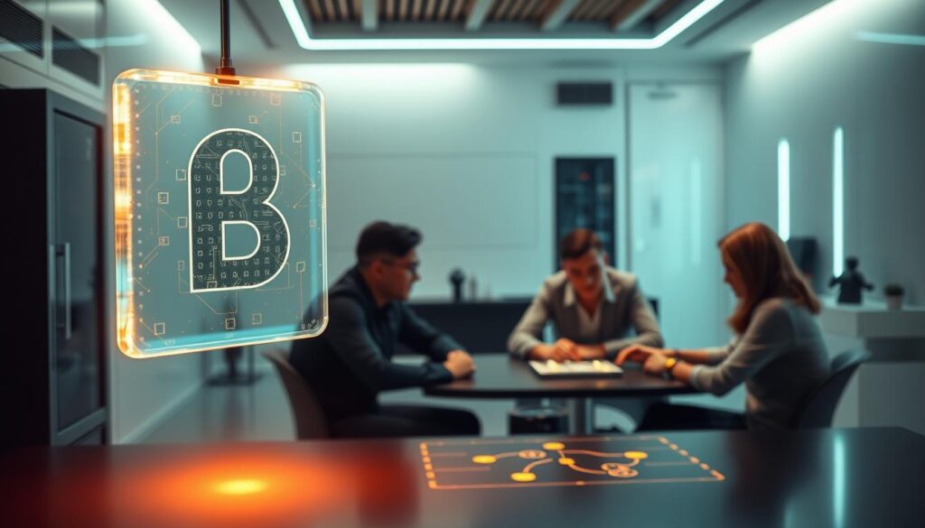 A serene and secure gaming sanctuary, with a transparent blockchain ledger hovering in the foreground, casting a warm glow. In the middle ground, a trio of players engage in a strategic game, their expressions reflecting a sense of privacy and trust. The background depicts a minimalist, high-tech environment, with discreet security measures and sleek, futuristic elements. Soft, diffused lighting creates an atmosphere of sophistication and tranquility, underscoring the harmony between privacy, security, and the immersive gaming experience.
