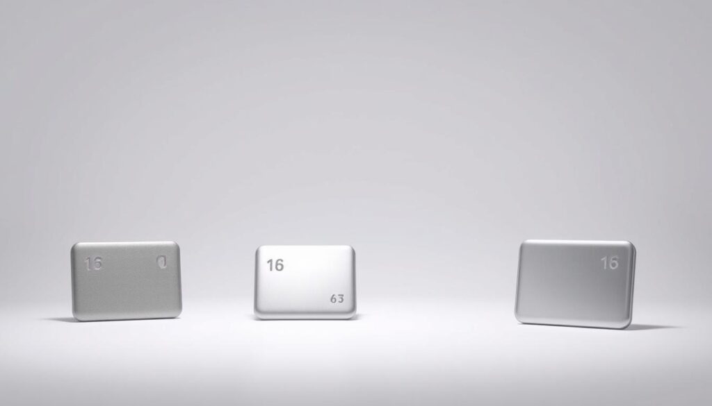 A sleek, minimalist composition showcasing a collection of digital wallets against a clean, white background. The wallets are displayed in the foreground, their smooth, metallic surfaces gleaming under soft, directional lighting that accentuates their clean lines and simple, elegant design. In the middle ground, a subtle gradient or pattern adds depth and visual interest, while the background remains uncluttered, allowing the wallets to take center stage. The overall mood is one of modernity, security, and user-friendly technology, conveying the idea of a secure, seamless digital identity solution.