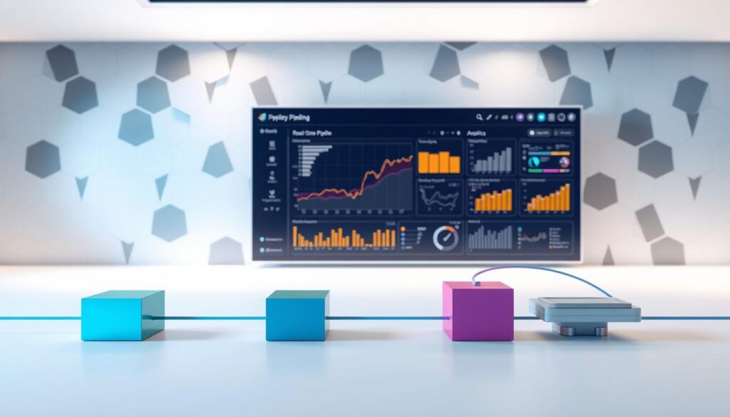 A sleek, modern development pipeline integration interface with clean lines, minimalist design, and intuitive user controls. In the foreground, a series of colorful blocks represent different stages of the integration process, connected by smooth, curved arrows. The middle ground showcases a large, high-resolution display showing real-time data analytics and monitoring. In the background, a geometric, abstract pattern of hexagons and triangles creates a sense of depth and technological sophistication. Soft, directional lighting illuminates the scene, casting subtle shadows and highlights to accentuate the 3D elements. The overall atmosphere is one of efficiency, automation, and cutting-edge innovation. A sleek, modern development pipeline integration interface with clean lines, minimalist design, and intuitive user controls. In the foreground, a series of colorful blocks represent different stages of the integration process, connected by smooth, curved arrows. The middle ground showcases a large, high-resolution display showing real-time data analytics and monitoring. In the background, a geometric, abstract pattern of hexagons and triangles creates a sense of depth and technological sophistication. Soft, directional lighting illuminates the scene, casting subtle shadows and highlights to accentuate the 3D elements. The overall atmosphere is one of efficiency, automation, and cutting-edge innovation.
