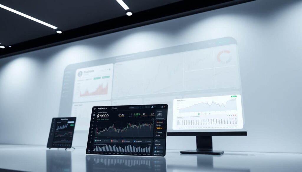 A sleek, modern interface displaying a variety of crypto prediction tools and analytics. In the foreground, a dashboard showcases real-time market data, price forecasts, and technical indicators. The middle ground features interactive graphs and charts illustrating historical trends and future price projections. In the background, a minimalist design with clean lines and a muted color palette evokes a sense of sophisticated technology. Soft, directional lighting accentuates the display, creating depth and highlighting the key features. The overall mood is one of precision, clarity, and data-driven decision-making, reflecting the power of AI-powered crypto price prediction. A sleek, modern interface displaying a variety of crypto prediction tools and analytics. In the foreground, a dashboard showcases real-time market data, price forecasts, and technical indicators. The middle ground features interactive graphs and charts illustrating historical trends and future price projections. In the background, a minimalist design with clean lines and a muted color palette evokes a sense of sophisticated technology. Soft, directional lighting accentuates the display, creating depth and highlighting the key features. The overall mood is one of precision, clarity, and data-driven decision-making, reflecting the power of AI-powered crypto price prediction.