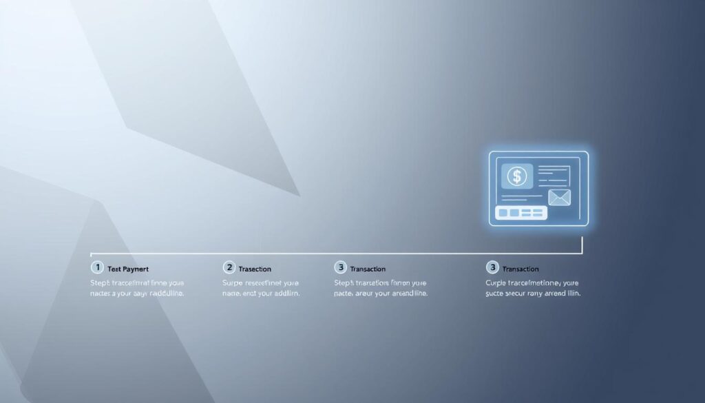 A step-by-step guide to executing cryptocurrency transactions, depicted in a clean, technical illustration. The foreground shows a series of clearly numbered steps, each represented by a simple icon and minimal text, guiding the viewer through the payment process. The middle ground features a sleek, futuristic digital interface showcasing a cryptocurrency wallet and transaction details. The background is a gradient of abstract geometric shapes in muted, metallic tones, conveying a sense of technological sophistication. Soft, directional lighting highlights the key elements, creating depth and emphasizing the informative nature of the guide. The overall aesthetic is polished, modern, and designed to instruct and inspire confidence in the cryptocurrency payment experience.