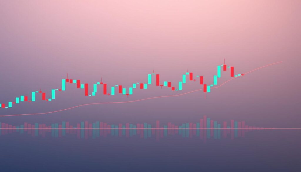 A vibrant chart displaying distinct areas of support, resistance, and trading volume. In the foreground, crisp candlestick patterns emerge against a muted gradient background, reflecting the ebb and flow of the market. Permeating the scene, shades of blue and green denote zones of support, while hues of red and orange highlight areas of resistance. Interwoven throughout, dynamic volume bars pulse, providing insight into the strength and conviction of market participants. Illuminated by soft, diffused lighting that casts subtle shadows, the image conveys a sense of analytical depth and technical clarity, perfectly suited to illustrate the nuances of crypto trading volume patterns. A vibrant chart displaying distinct areas of support, resistance, and trading volume. In the foreground, crisp candlestick patterns emerge against a muted gradient background, reflecting the ebb and flow of the market. Permeating the scene, shades of blue and green denote zones of support, while hues of red and orange highlight areas of resistance. Interwoven throughout, dynamic volume bars pulse, providing insight into the strength and conviction of market participants. Illuminated by soft, diffused lighting that casts subtle shadows, the image conveys a sense of analytical depth and technical clarity, perfectly suited to illustrate the nuances of crypto trading volume patterns.