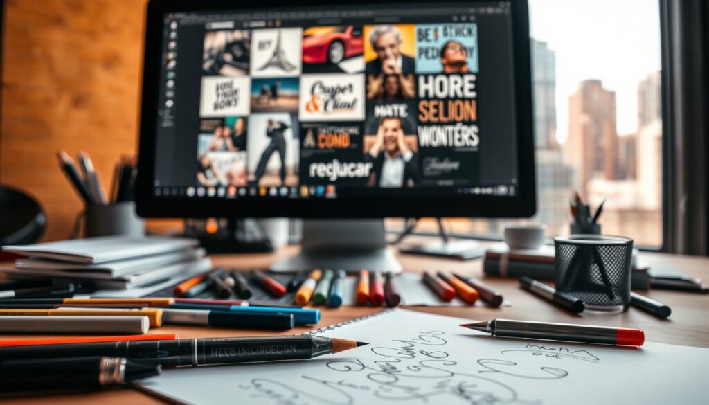 A well-lit, close-up shot of a designer's desk, showcasing a variety of crafting materials and tools. In the foreground, a calligraphic pen, a sketchpad, and an array of colorful markers. In the middle ground, a desktop computer monitor displays a digital mood board with inspirational visuals and typography. The background features a window overlooking a vibrant cityscape, bathed in warm, natural lighting. The overall composition conveys a sense of thoughtful, artisanal creation, reflecting the process of crafting a unique and compelling value proposition. A well-lit, close-up shot of a designer's desk, showcasing a variety of crafting materials and tools. In the foreground, a calligraphic pen, a sketchpad, and an array of colorful markers. In the middle ground, a desktop computer monitor displays a digital mood board with inspirational visuals and typography. The background features a window overlooking a vibrant cityscape, bathed in warm, natural lighting. The overall composition conveys a sense of thoughtful, artisanal creation, reflecting the process of crafting a unique and compelling value proposition.