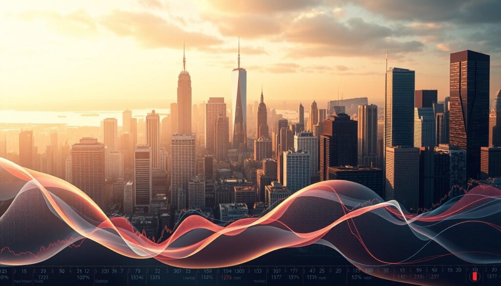 Sentiment analysis, a captivating visualization depicting the essence of financial market insights. In the foreground, a fluid graph representing the ebb and flow of investor sentiment, its contours shifting dynamically, mirroring the ever-changing market emotions. The middle ground showcases an array of numerical data, statistical visualizations, and analytical tools, painting a comprehensive picture of the market's temperament. In the background, a cityscape of towering skyscrapers, a testament to the financial heartbeat of the world, where every pulse is meticulously monitored and interpreted. Illuminated by a warm, golden glow, the scene evokes a sense of contemplation and the pursuit of a deeper understanding of the intricate relationship between human sentiment and market dynamics. Sentiment analysis, a captivating visualization depicting the essence of financial market insights. In the foreground, a fluid graph representing the ebb and flow of investor sentiment, its contours shifting dynamically, mirroring the ever-changing market emotions. The middle ground showcases an array of numerical data, statistical visualizations, and analytical tools, painting a comprehensive picture of the market's temperament. In the background, a cityscape of towering skyscrapers, a testament to the financial heartbeat of the world, where every pulse is meticulously monitored and interpreted. Illuminated by a warm, golden glow, the scene evokes a sense of contemplation and the pursuit of a deeper understanding of the intricate relationship between human sentiment and market dynamics.