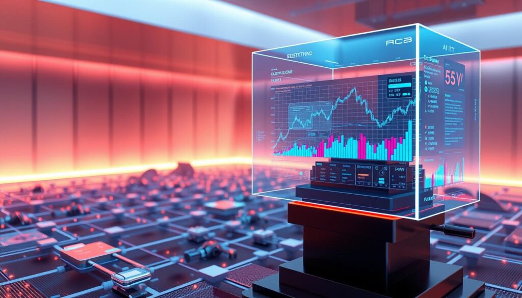 A captivating 3D visualization of blockchain data analysis technology, showcasing a sleek and futuristic interface. In the foreground, a holographic display presents intricate data visualizations, with vibrant colors and dynamic graphs pulsing with real-time cryptocurrency market insights. In the middle ground, a network of interconnected nodes and blockchain ledgers form a complex, high-tech landscape, hinting at the underlying infrastructure powering the data analysis. The background features a minimalist, metallic-inspired environment, with subtle lighting that casts a warm, futuristic glow, evoking a sense of cutting-edge innovation. The overall scene conveys the power and potential of AI-driven cryptocurrency research, seamlessly blending technology and data to unlock valuable insights. A captivating 3D visualization of blockchain data analysis technology, showcasing a sleek and futuristic interface. In the foreground, a holographic display presents intricate data visualizations, with vibrant colors and dynamic graphs pulsing with real-time cryptocurrency market insights. In the middle ground, a network of interconnected nodes and blockchain ledgers form a complex, high-tech landscape, hinting at the underlying infrastructure powering the data analysis. The background features a minimalist, metallic-inspired environment, with subtle lighting that casts a warm, futuristic glow, evoking a sense of cutting-edge innovation. The overall scene conveys the power and potential of AI-driven cryptocurrency research, seamlessly blending technology and data to unlock valuable insights.