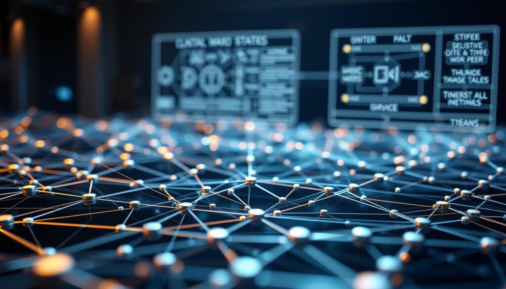 A complex blockchain network diagram, rendered with technical precision. In the foreground, a dynamic visualization of the core blockchain mechanisms - blocks, transactions, consensus protocols, and cryptographic hashes. The middle ground depicts the distributed ledger, with nodes connected through secure peer-to-peer links. In the background, a schematic of the blockchain architecture, highlighting data structures, timestamp servers, and the fundamental principles of decentralization. Subtle lighting illuminates the intricate details, while a narrow depth of field emphasizes the technical depth of the scene. An atmosphere of precision, innovation, and the seamless integration of computer science concepts. A complex blockchain network diagram, rendered with technical precision. In the foreground, a dynamic visualization of the core blockchain mechanisms - blocks, transactions, consensus protocols, and cryptographic hashes. The middle ground depicts the distributed ledger, with nodes connected through secure peer-to-peer links. In the background, a schematic of the blockchain architecture, highlighting data structures, timestamp servers, and the fundamental principles of decentralization. Subtle lighting illuminates the intricate details, while a narrow depth of field emphasizes the technical depth of the scene. An atmosphere of precision, innovation, and the seamless integration of computer science concepts.