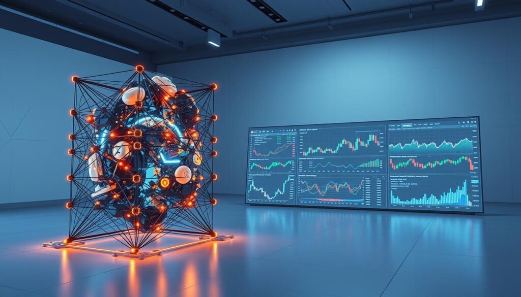 A cutting-edge multi-headed convolutional neural network (CNN) implementation for crypto trading, bathed in a cool, data-driven ambiance. In the foreground, a dynamic 3D visualization of the network architecture, its layered structure and activation maps pulsing with algorithmic intensity. The middle ground features a sprawling trading dashboard, charts and graphs displaying real-time market data and price patterns. In the background, a stark, minimalist setting with geometric forms and a subtle play of light and shadow, evoking the precision and rigor of quantitative finance. The overall scene conveys a sense of technical mastery, computational power, and data-driven decision-making applied to the challenge of crypto pattern recognition and trading. A cutting-edge multi-headed convolutional neural network (CNN) implementation for crypto trading, bathed in a cool, data-driven ambiance. In the foreground, a dynamic 3D visualization of the network architecture, its layered structure and activation maps pulsing with algorithmic intensity. The middle ground features a sprawling trading dashboard, charts and graphs displaying real-time market data and price patterns. In the background, a stark, minimalist setting with geometric forms and a subtle play of light and shadow, evoking the precision and rigor of quantitative finance. The overall scene conveys a sense of technical mastery, computational power, and data-driven decision-making applied to the challenge of crypto pattern recognition and trading.