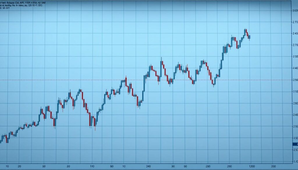 A detailed chart with two distinct patterns: a clear "W-bottom" formation in the foreground, and an equally prominent "M-top" pattern in the middle ground. The chart should be rendered in a realistic, technical style, with clean lines, precise gridlines, and a neutral color palette of blues, grays, and blacks. Lighting should be even and slightly cool, with a sense of depth and dimensionality. The background should be a simple, uncluttered space, allowing the chart patterns to take center stage. The overall mood should convey a sense of technical analysis, market trends, and financial data visualization.