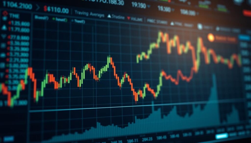A detailed, data-driven visualization of market trends and volatility in the crypto space. In the foreground, a dynamic line graph depicting the fluctuations of Bitcoin's price over time, with candlestick markers highlighting key points of volatility. In the middle ground, a heatmap overlay showcases the correlation between trading volume and price movements. The background features a sleek, minimalist interface with technical indicators such as moving averages, Bollinger Bands, and the Relative Strength Index, all rendered in a cool, futuristic color palette. Subtle lighting effects and a slightly tilted camera angle create a sense of depth and motion, capturing the ever-changing nature of the crypto market.