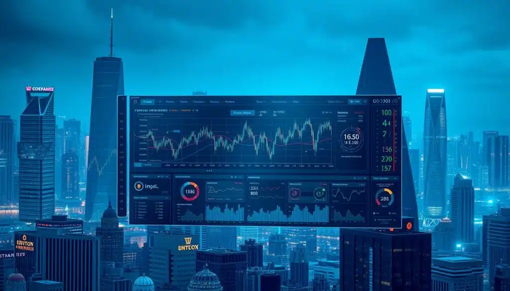 A detailed financial analysis of the cryptocurrency market, showcasing external catalysts that drive price fluctuations. Against a backdrop of sleek, futuristic city skylines, a central data visualization dashboard displays live market data, charts, and graphs. Intricate algorithms and data feeds intertwine, hinting at the complex interplay of global economic factors. The scene is bathed in a cool, blue-tinged lighting, conveying a sense of technological sophistication and analytical precision. The composition emphasizes the interconnectedness of the crypto ecosystem and the importance of understanding macroeconomic trends for successful investing. A detailed financial analysis of the cryptocurrency market, showcasing external catalysts that drive price fluctuations. Against a backdrop of sleek, futuristic city skylines, a central data visualization dashboard displays live market data, charts, and graphs. Intricate algorithms and data feeds intertwine, hinting at the complex interplay of global economic factors. The scene is bathed in a cool, blue-tinged lighting, conveying a sense of technological sophistication and analytical precision. The composition emphasizes the interconnectedness of the crypto ecosystem and the importance of understanding macroeconomic trends for successful investing.