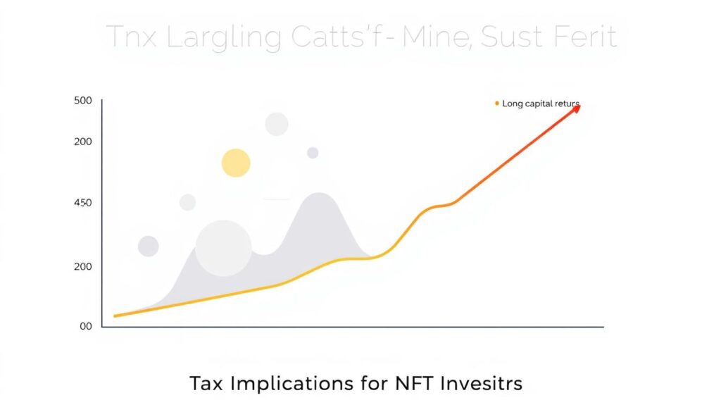 A detailed financial chart depicting the dynamics of short-term and long-term capital gains, rendered in a sleek, minimalist style. The foreground showcases a line graph with distinct trajectories for short-term and long-term investment returns, highlighted in contrasting colors. The middle ground features abstracted shapes and forms representing the underlying financial concepts, while the background maintains a clean, muted palette to keep the focus on the key data visualizations. The overall composition conveys a sense of clarity and professionalism, suitable for illustrating the "Tax Implications for NFT Investors" section of the article. A detailed financial chart depicting the dynamics of short-term and long-term capital gains, rendered in a sleek, minimalist style. The foreground showcases a line graph with distinct trajectories for short-term and long-term investment returns, highlighted in contrasting colors. The middle ground features abstracted shapes and forms representing the underlying financial concepts, while the background maintains a clean, muted palette to keep the focus on the key data visualizations. The overall composition conveys a sense of clarity and professionalism, suitable for illustrating the "Tax Implications for NFT Investors" section of the article.
