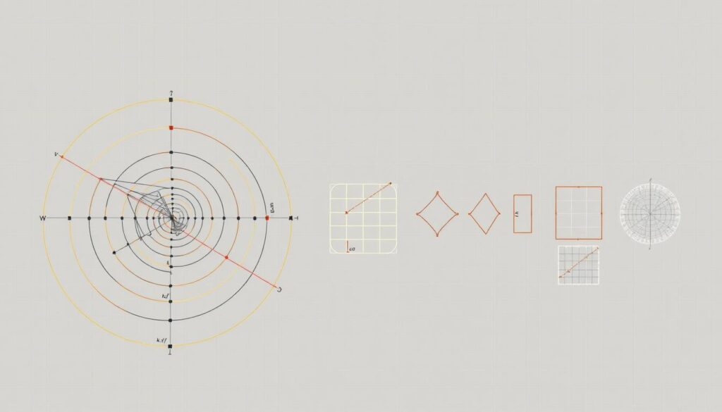 A detailed illustration showcasing the Fibonacci ratios and the golden ratio, rendered with a technical and educational style. In the foreground, a visual representation of the golden spiral, with lines and arcs delineating the key Fibonacci proportions. In the middle ground, a series of geometric shapes and grids demonstrating how these mathematical relationships manifest in natural and man-made forms. The background features a subtle grid pattern, hinting at the underlying mathematical framework. The lighting is clean and neutral, with a slightly muted color palette to convey a sense of clarity and precision. The overall composition strikes a balance between the abstract and the representational, creating an informative and visually compelling image.