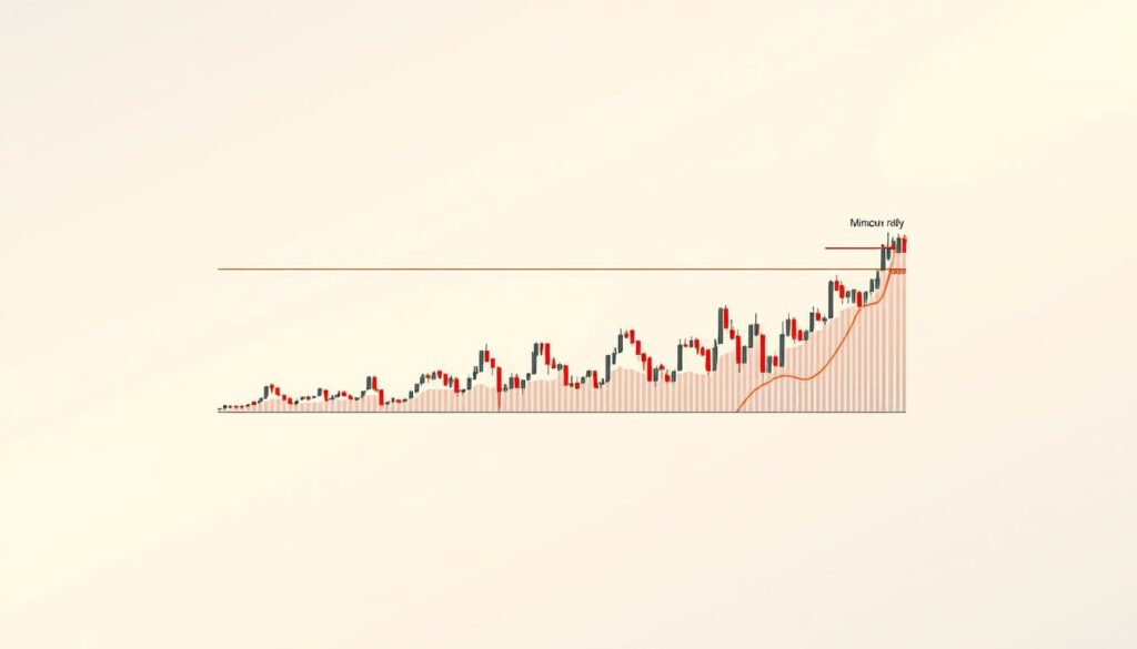 A detailed technical chart displaying an array of momentum indicators and their fluctuations over time. The chart occupies the center of the frame, presented against a minimalist backdrop of clean lines and subtle gradients that complement the data visualization. The indicators are rendered with precision, showcasing their dynamic movements and trends, offering valuable insights into the underlying momentum driving the Bitcoin rally. The overall composition conveys a sense of analytical rigor and data-driven decision-making, reflecting the technical nature of the subject matter.