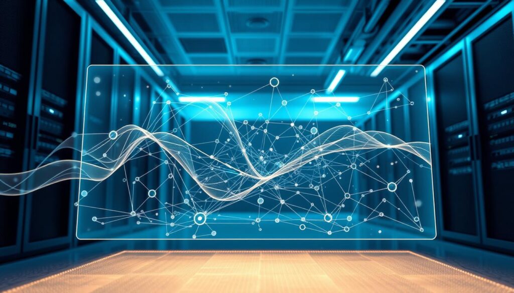 A detailed, three-dimensional blockchain data visualization scene. In the foreground, a holographic display showcases dynamic blockchain data flows and transactions, represented by flowing lines and geometric shapes. The middle ground features a complex network of nodes and interconnected pathways, illuminated by a soft, ambient glow. In the background, a sleek, minimalist data center backdrop with server racks and cooling systems, bathed in cool, blue-tinted lighting. The overall atmosphere is one of technological sophistication, with a sense of depth and scale conveying the immense complexity of blockchain data interpretation. A detailed, three-dimensional blockchain data visualization scene. In the foreground, a holographic display showcases dynamic blockchain data flows and transactions, represented by flowing lines and geometric shapes. The middle ground features a complex network of nodes and interconnected pathways, illuminated by a soft, ambient glow. In the background, a sleek, minimalist data center backdrop with server racks and cooling systems, bathed in cool, blue-tinted lighting. The overall atmosphere is one of technological sophistication, with a sense of depth and scale conveying the immense complexity of blockchain data interpretation.