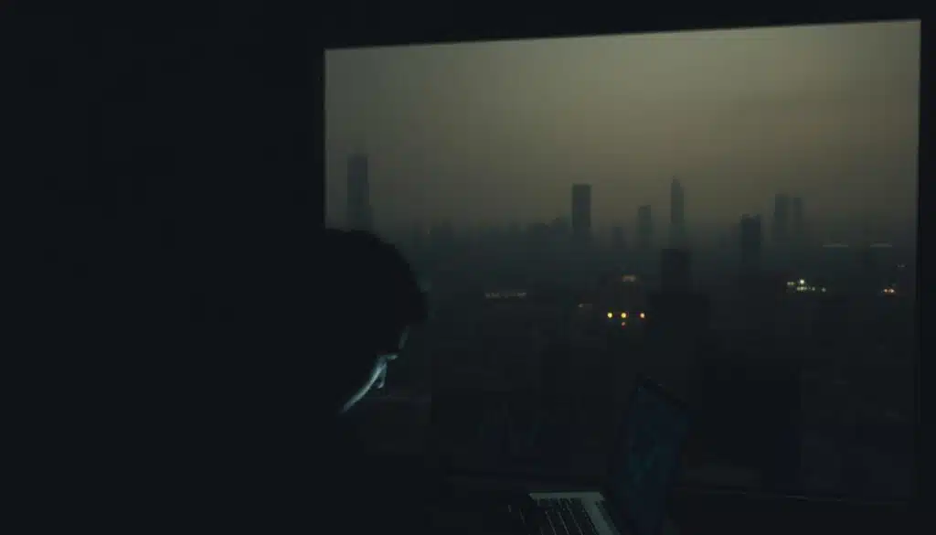 A dimly lit room, the air thick with tension and uncertainty. In the foreground, a shadowy figure hunched over a laptop, their face illuminated by the cold glow of the screen, a visual metaphor for the stark realities of crypto investing. The middle ground reveals a tangle of charts and graphs, depicting the erratic rise and fall of digital assets, a landscape of unfulfilled promises and shattered dreams. In the background, a hazy cityscape serves as a reminder of the broader economic forces at play, a reminder that the crypto market is not an isolated bubble, but rather a reflection of the larger financial landscape. The overall atmosphere is one of despair and disillusionment, a cautionary tale of the risks and vulnerabilities that lurk beneath the surface of the crypto world.