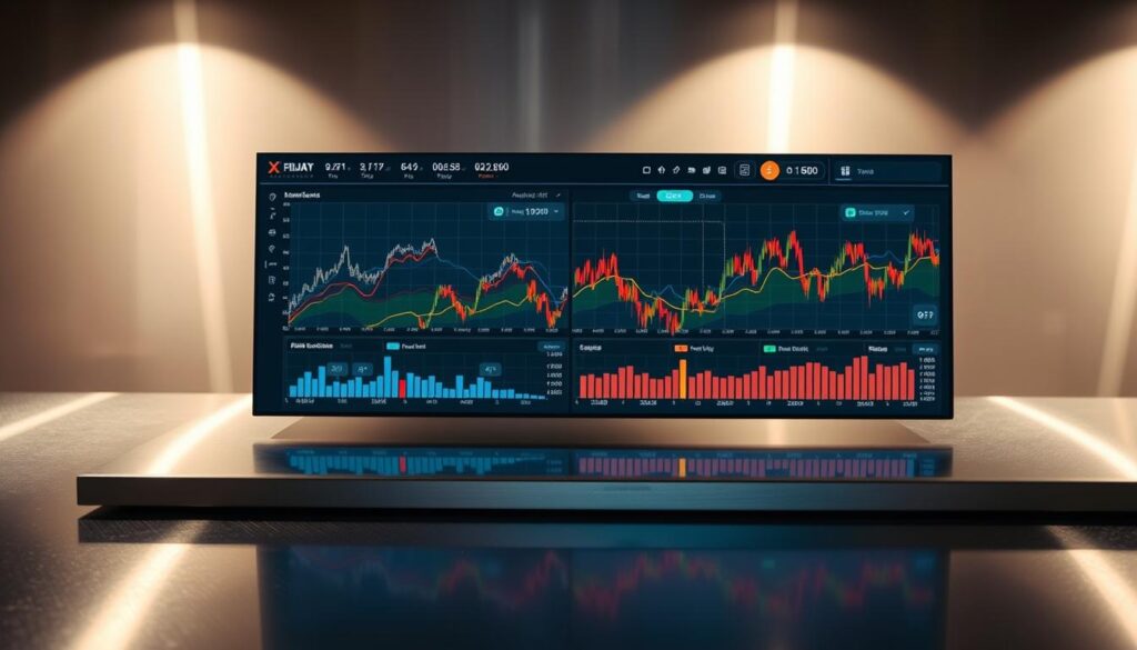 A dynamic data visualization dashboard hovers above a sleek, metallic surface, displaying real-time analytics and volatility predictions. Vibrant lines and curves pulse with energy, conveying the volatility and risk inherent in the financial markets. The dashboard is illuminated by a soft, directional light, casting subtle shadows and highlighting the precision of the data visualizations. The overall atmosphere is one of technological sophistication and the ability to navigate the complexities of the modern financial landscape. A dynamic data visualization dashboard hovers above a sleek, metallic surface, displaying real-time analytics and volatility predictions. Vibrant lines and curves pulse with energy, conveying the volatility and risk inherent in the financial markets. The dashboard is illuminated by a soft, directional light, casting subtle shadows and highlighting the precision of the data visualizations. The overall atmosphere is one of technological sophistication and the ability to navigate the complexities of the modern financial landscape.