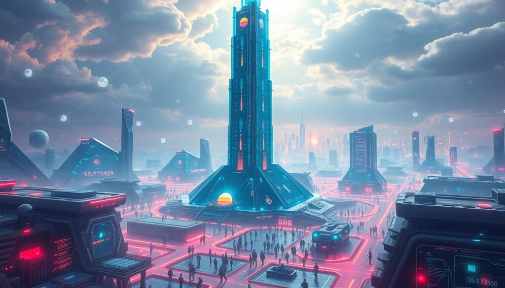 A futuristic landscape with a towering, crystalline decentralized exchange platform at the center, its holographic interfaces and modular architecture gleaming under vibrant, neon-tinged lighting. In the foreground, an array of innovative financial tools and decentralized applications float in a seamless, interconnected interface. The middle ground showcases a bustling hub of traders and developers, their movements traced by intricate data visualizations. In the distance, a skyline of advanced blockchain infrastructure and towering server arrays, all connected by glowing, transparent data streams. The atmosphere is one of dynamic progress, technological sophistication, and the boundless potential of decentralized finance. A futuristic landscape with a towering, crystalline decentralized exchange platform at the center, its holographic interfaces and modular architecture gleaming under vibrant, neon-tinged lighting. In the foreground, an array of innovative financial tools and decentralized applications float in a seamless, interconnected interface. The middle ground showcases a bustling hub of traders and developers, their movements traced by intricate data visualizations. In the distance, a skyline of advanced blockchain infrastructure and towering server arrays, all connected by glowing, transparent data streams. The atmosphere is one of dynamic progress, technological sophistication, and the boundless potential of decentralized finance.