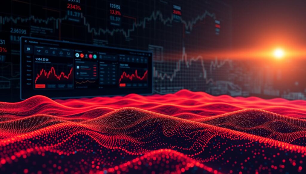 A high-contrast heatmap data visualization on a dark, tech-inspired background. In the foreground, a detailed grid of colorful data points, each representing a cryptocurrency liquidation event. Subtle glow and depth of field effects create a sense of immersion. The middle ground features a sleek, minimalist UI panel with interactive data filters and analysis tools. Warm lighting from above casts dramatic shadows, enhancing the sense of depth. In the background, a sprawling 3D landscape of financial charts, graphs, and abstract data structures. An overall aura of analytical precision and informed decision-making. A high-contrast heatmap data visualization on a dark, tech-inspired background. In the foreground, a detailed grid of colorful data points, each representing a cryptocurrency liquidation event. Subtle glow and depth of field effects create a sense of immersion. The middle ground features a sleek, minimalist UI panel with interactive data filters and analysis tools. Warm lighting from above casts dramatic shadows, enhancing the sense of depth. In the background, a sprawling 3D landscape of financial charts, graphs, and abstract data structures. An overall aura of analytical precision and informed decision-making.