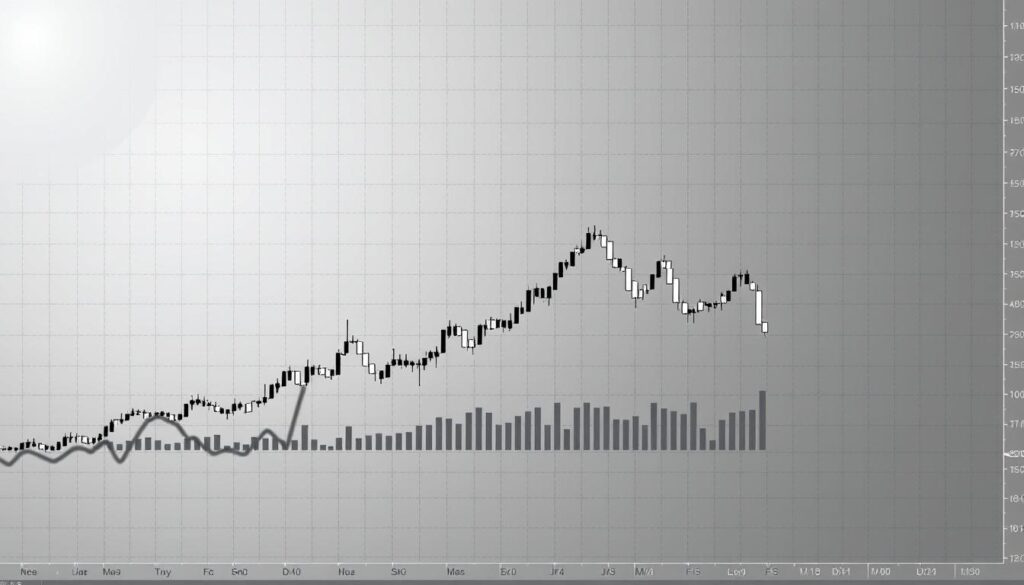A high-contrast, technical illustration of a neckline chart analysis, rendered in a clean, minimalist style. In the foreground, a clearly defined neckline formation against a grid-like background, emphasizing the critical role of this technical indicator in price pattern analysis. In the middle ground, candlestick data points and volume bars provide context, with varying line weights and opacity to highlight the relationship between price and volume. The background features a subtly textured, neutral gradient, allowing the technical elements to take center stage. Uniform lighting from the top-left casts dramatic shadows, enhancing the sense of depth and dimensionality. The overall tone is precise, analytical, and focused on the nuances of chart interpretation for traders. A high-contrast, technical illustration of a neckline chart analysis, rendered in a clean, minimalist style. In the foreground, a clearly defined neckline formation against a grid-like background, emphasizing the critical role of this technical indicator in price pattern analysis. In the middle ground, candlestick data points and volume bars provide context, with varying line weights and opacity to highlight the relationship between price and volume. The background features a subtly textured, neutral gradient, allowing the technical elements to take center stage. Uniform lighting from the top-left casts dramatic shadows, enhancing the sense of depth and dimensionality. The overall tone is precise, analytical, and focused on the nuances of chart interpretation for traders.
