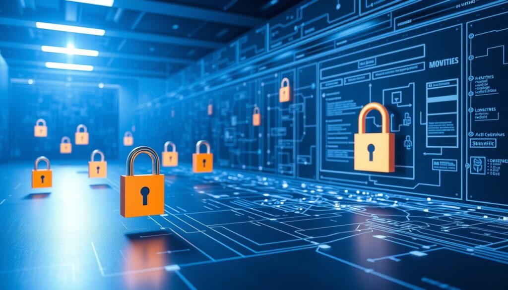 A highly detailed and visually striking image of compliance security standards, set against a backdrop of a secure blockchain network. In the foreground, a series of lock icons, cryptographic keys, and authentication protocols float in a minimalist, futuristic environment bathed in cool, blue-toned lighting. In the middle ground, a complex network of interconnected nodes and data flows illustrate the technical underpinnings of a robust compliance system. In the background, a sleek, titanium-gray interface displays compliance metrics, regulations, and security checkpoints, all rendered with a sense of precision and authority. The overall atmosphere conveys a mood of technological sophistication, institutional trust, and unwavering security. A highly detailed and visually striking image of compliance security standards, set against a backdrop of a secure blockchain network. In the foreground, a series of lock icons, cryptographic keys, and authentication protocols float in a minimalist, futuristic environment bathed in cool, blue-toned lighting. In the middle ground, a complex network of interconnected nodes and data flows illustrate the technical underpinnings of a robust compliance system. In the background, a sleek, titanium-gray interface displays compliance metrics, regulations, and security checkpoints, all rendered with a sense of precision and authority. The overall atmosphere conveys a mood of technological sophistication, institutional trust, and unwavering security.