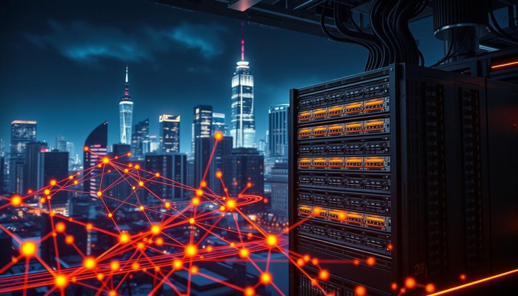 A highly sophisticated machine learning system for compliance monitoring, bathed in a warm, technical glow. In the foreground, a neural network diagram pulses with data flows and algorithmic nodes. In the middle ground, a sleek, modular hardware array processes vast streams of financial transactions. The background is a cityscape of towering skyscrapers, reflecting the system's enterprise-level capabilities. Dramatic lighting casts dramatic shadows, conveying a sense of power and reliability. The overall scene exudes a feeling of robust, cutting-edge technology ensuring seamless regulatory compliance. A highly sophisticated machine learning system for compliance monitoring, bathed in a warm, technical glow. In the foreground, a neural network diagram pulses with data flows and algorithmic nodes. In the middle ground, a sleek, modular hardware array processes vast streams of financial transactions. The background is a cityscape of towering skyscrapers, reflecting the system's enterprise-level capabilities. Dramatic lighting casts dramatic shadows, conveying a sense of power and reliability. The overall scene exudes a feeling of robust, cutting-edge technology ensuring seamless regulatory compliance.