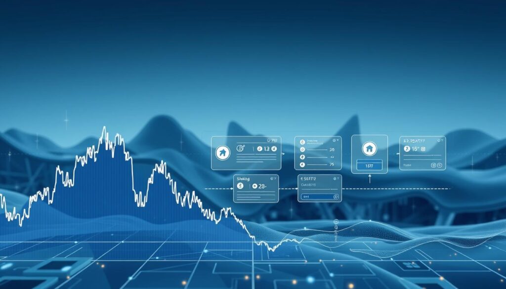 A meticulously crafted visual exploration of the key mechanics of a token sale on an NFT launchpad. In the foreground, a dynamic graph showcases the token's price fluctuations and trading volume, rendered with precision. In the middle ground, a series of interactive user interfaces illustrate the step-by-step process of purchasing, staking, and managing the token. The background features a sleek, minimalist landscape of blockchain infrastructure, conveying a sense of technological sophistication. Subtle lighting and a cool color palette lend an air of professionalism and authority, perfectly capturing the technical nature of the subject matter.