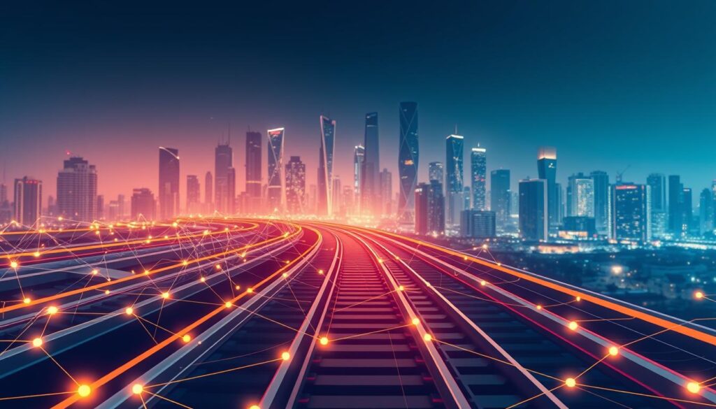 A modern, sleek illustration of payment rails, showcasing the evolution of remittance technology. In the foreground, a network of interconnected digital pathways, pulsing with the flow of financial transactions. In the middle ground, various payment methods and platforms, from mobile wallets to digital currencies, seamlessly integrated. In the background, a cityscape backdrop, representing the global reach of these innovative remittance solutions. The scene is illuminated by a warm, ambient lighting, conveying a sense of efficiency, connectivity, and the future of cross-border money transfers.