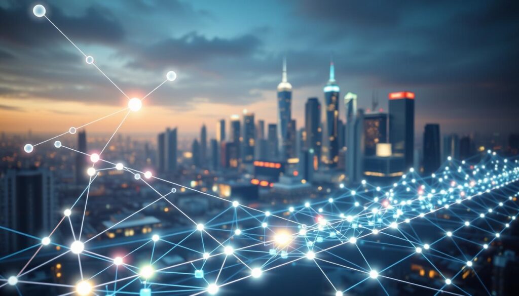 A pristine blockchain network, its consensus mechanisms illuminated in vivid detail. The foreground showcases various nodes, each representing a different consensus algorithm - Proof-of-Work, Proof-of-Stake, Proof-of-Authority, and others. These nodes are connected by glowing digital pathways, symbolizing the secure and transparent validation of transactions. The middle ground features a seamless visualization of the decentralized ledger, its blocks chained together in an unbreakable sequence. In the background, a futuristic cityscape with towering skyscrapers and gleaming technology serves as the backdrop, highlighting the integration of blockchain into the fabric of modern society. The scene is bathed in a soft, ambient lighting that creates a sense of tranquility and reliability, underscoring the trust and transparency inherent in blockchain's consensus mechanisms. A pristine blockchain network, its consensus mechanisms illuminated in vivid detail. The foreground showcases various nodes, each representing a different consensus algorithm - Proof-of-Work, Proof-of-Stake, Proof-of-Authority, and others. These nodes are connected by glowing digital pathways, symbolizing the secure and transparent validation of transactions. The middle ground features a seamless visualization of the decentralized ledger, its blocks chained together in an unbreakable sequence. In the background, a futuristic cityscape with towering skyscrapers and gleaming technology serves as the backdrop, highlighting the integration of blockchain into the fabric of modern society. The scene is bathed in a soft, ambient lighting that creates a sense of tranquility and reliability, underscoring the trust and transparency inherent in blockchain's consensus mechanisms.
