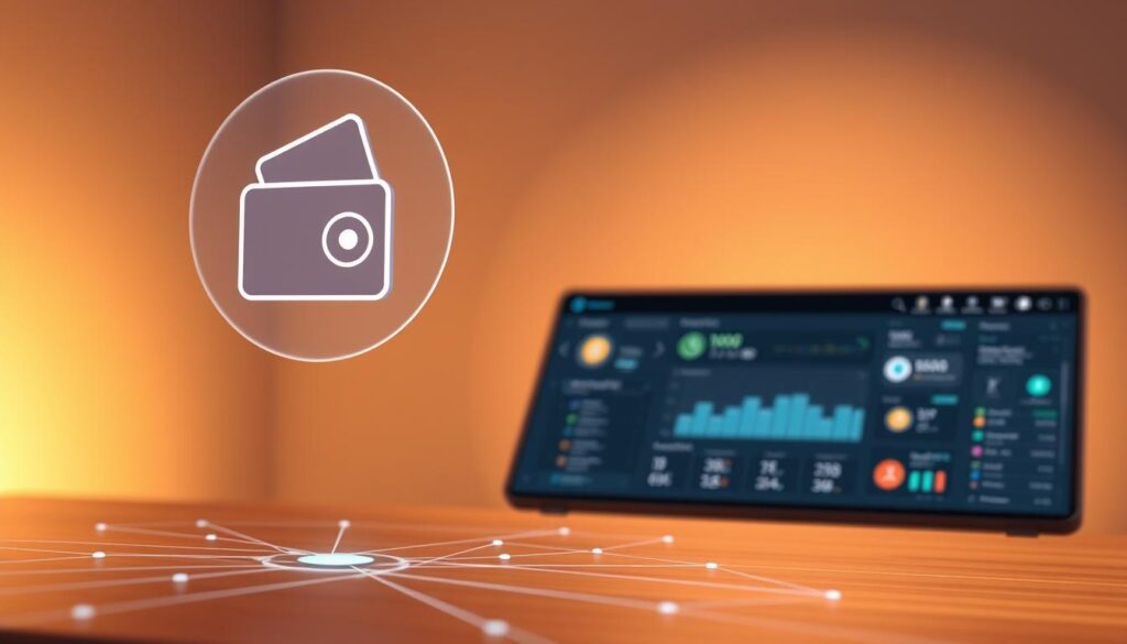 A secure NFT wallet management interface, with a sleek and minimalist design. In the foreground, a digital wallet icon hovers over a blockchain network diagram, emphasizing the secure connection. In the middle ground, a user navigates the wallet's intuitive dashboard, monitoring their NFT collection and transaction history, all displayed against a subtly textured background. Warm, soft lighting illuminates the scene, conveying a sense of trust and reliability. The overall atmosphere is one of digital sophistication and state-of-the-art security, perfectly complementing the article's focus on safe NFT management. A secure NFT wallet management interface, with a sleek and minimalist design. In the foreground, a digital wallet icon hovers over a blockchain network diagram, emphasizing the secure connection. In the middle ground, a user navigates the wallet's intuitive dashboard, monitoring their NFT collection and transaction history, all displayed against a subtly textured background. Warm, soft lighting illuminates the scene, conveying a sense of trust and reliability. The overall atmosphere is one of digital sophistication and state-of-the-art security, perfectly complementing the article's focus on safe NFT management.