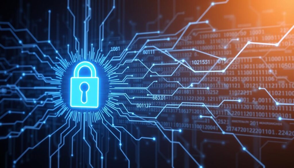 A secure blockchain network envelops a digital healthcare record, its intricate data encryption patterns illuminating the background. In the foreground, a futuristic interface displays real-time analytics, highlighting the integrity and immutability of the patient information stored on the distributed ledger. Soft, directional lighting casts an aura of trust and reliability, while the sleek, minimalist design conveys the advanced, cutting-edge nature of this blockchain-powered data security solution for healthcare.