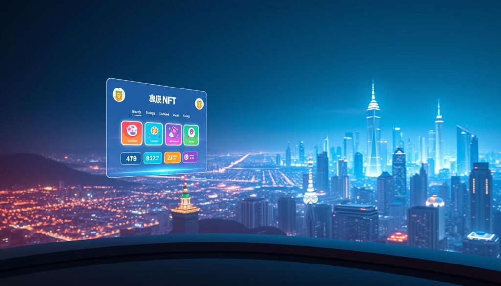 A serene and futuristic scene depicting the core components of a successful NFT loyalty program. In the foreground, a floating holographic display showcases vibrant, animated NFT rewards and loyalty tiers. The middle ground features sleek, minimalist user interfaces with personalized dashboards and interactive features. In the background, a vast, gleaming cityscape with towering skyscrapers and a vibrant, neon-infused skyline sets the scene for a technologically advanced, digitally-driven loyalty experience. The lighting is soft, ethereal, and slightly futuristic, creating an inviting and immersive atmosphere. The overall composition conveys a sense of innovation, engagement, and the seamless integration of cutting-edge technology within a loyalty program. A serene and futuristic scene depicting the core components of a successful NFT loyalty program. In the foreground, a floating holographic display showcases vibrant, animated NFT rewards and loyalty tiers. The middle ground features sleek, minimalist user interfaces with personalized dashboards and interactive features. In the background, a vast, gleaming cityscape with towering skyscrapers and a vibrant, neon-infused skyline sets the scene for a technologically advanced, digitally-driven loyalty experience. The lighting is soft, ethereal, and slightly futuristic, creating an inviting and immersive atmosphere. The overall composition conveys a sense of innovation, engagement, and the seamless integration of cutting-edge technology within a loyalty program.