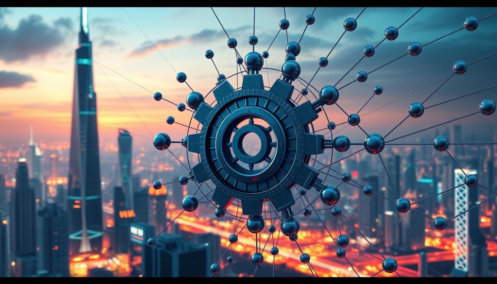A sleek and efficient blockchain transaction mechanism, with a central gear representing the consensus protocol. The gear is surrounded by a matrix of interconnected nodes, each a cog in the larger system. The background features a futuristic cityscape, with towering skyscrapers and a vibrant, neon-infused skyline. The lighting is a balance of cool, technical tones and warm, dynamic hues, creating a sense of power and innovation. The overall composition conveys the harmony and optimization of the consensus mechanism, its seamless integration with the broader blockchain ecosystem. A sleek and efficient blockchain transaction mechanism, with a central gear representing the consensus protocol. The gear is surrounded by a matrix of interconnected nodes, each a cog in the larger system. The background features a futuristic cityscape, with towering skyscrapers and a vibrant, neon-infused skyline. The lighting is a balance of cool, technical tones and warm, dynamic hues, creating a sense of power and innovation. The overall composition conveys the harmony and optimization of the consensus mechanism, its seamless integration with the broader blockchain ecosystem.