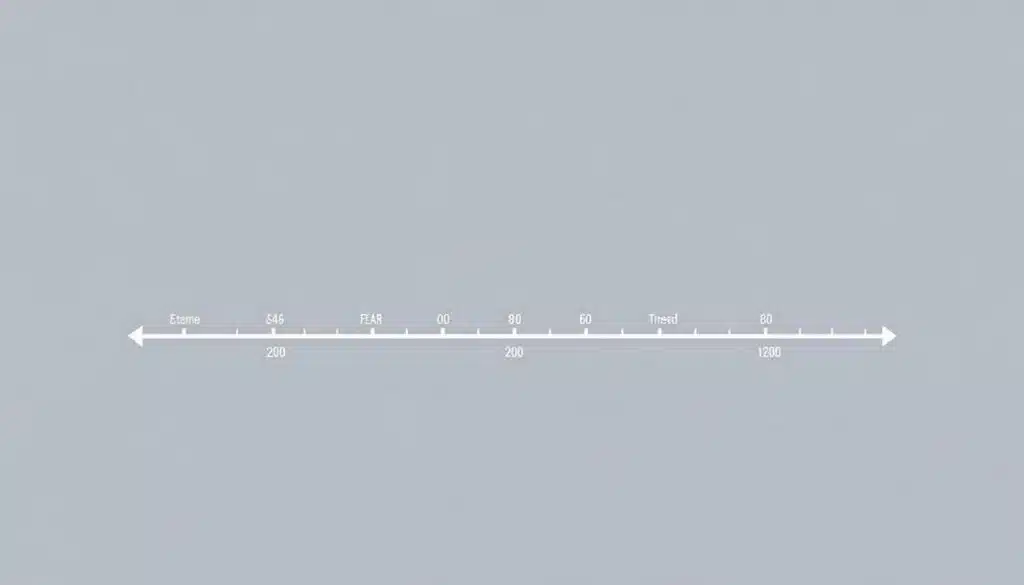 A sleek, minimalist infographic depicting the Fear and Greed Index scale. The scale is displayed as a ruler-like graphic, with numerical values ranging from "Extreme Fear" on the left to "Extreme Greed" on the right. The background is a subtly textured, muted gray, allowing the index scale to take center stage. The scale is rendered in a clean, modern font, with the labels conveyed through a simple, intuitive design. The overall aesthetic is one of clarity and informative precision, capturing the essence of the Crypto Market Sentiment Indicator in a visually striking manner.