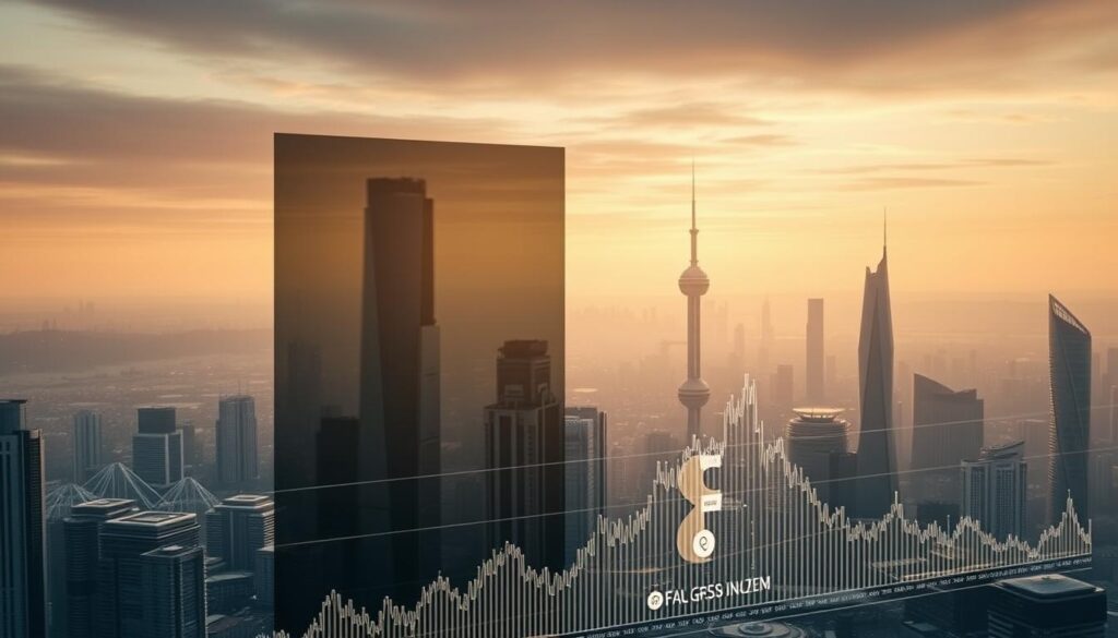 A sophisticated digital landscape depicting the "Mastering Crypto Fear and Greed Index Interpretation" concept. In the foreground, a prominent graph or chart visualizing the crypto fear and greed index, rendered with detailed data visualizations and intricate lines. The middle ground features a panoramic view of a futuristic cityscape, with towering skyscrapers and advanced technological infrastructure. In the background, a serene, ethereal sky with subtle gradients and hues, creating a sense of calm and contemplation. The overall scene is bathed in a warm, neutral lighting, emphasizing the analytical and informative nature of the subject matter. The composition is balanced, with a clear focal point on the central graph or chart, and the surrounding elements complementing and enhancing the overall narrative.